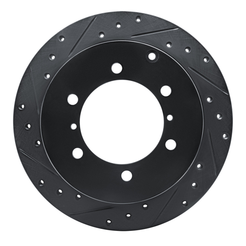 Mitsubishi Montero Brake Rotor (1) - Rear Left - R1 Concepts - Drilled & Slotted - Black - `90-`04